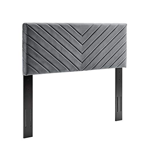 Modway Alyson Angular Channel Tufted Performance Velvet California King Headboard in Charcoal, King King