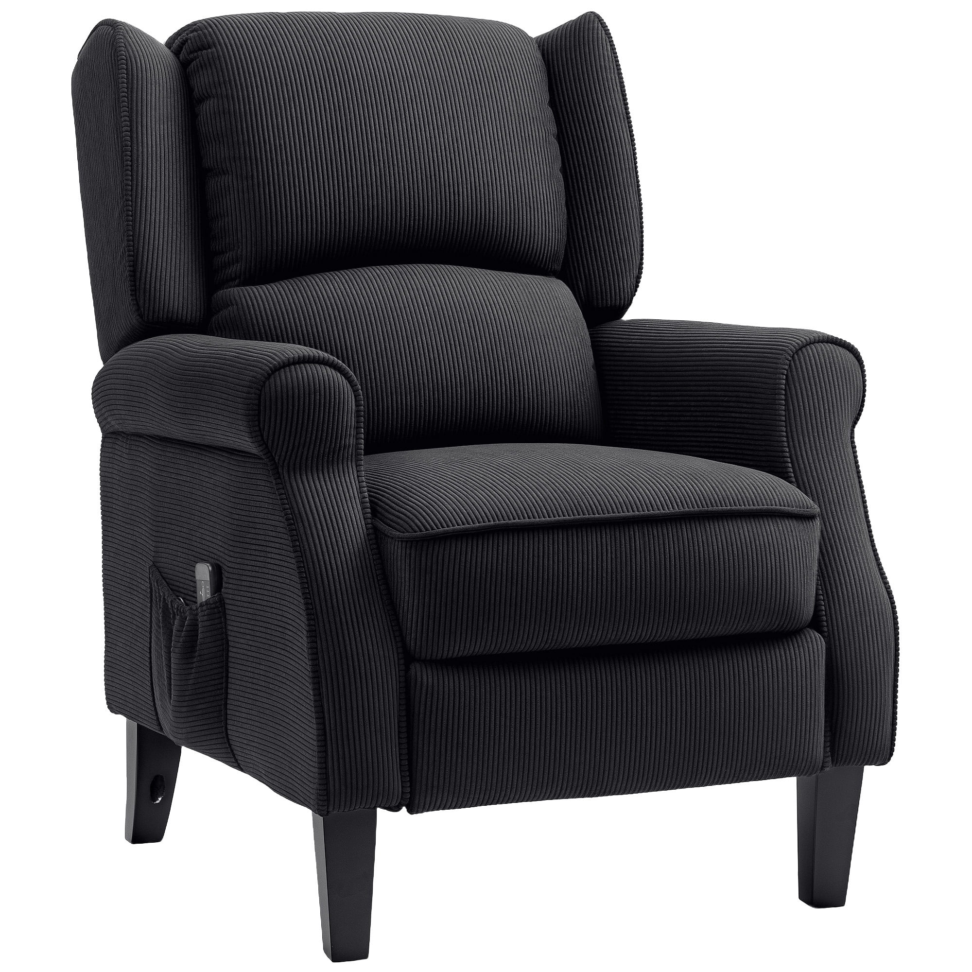 HOMCOM Massage Recliner Chair, Push Back Recliner Sofa with Footrest, Black