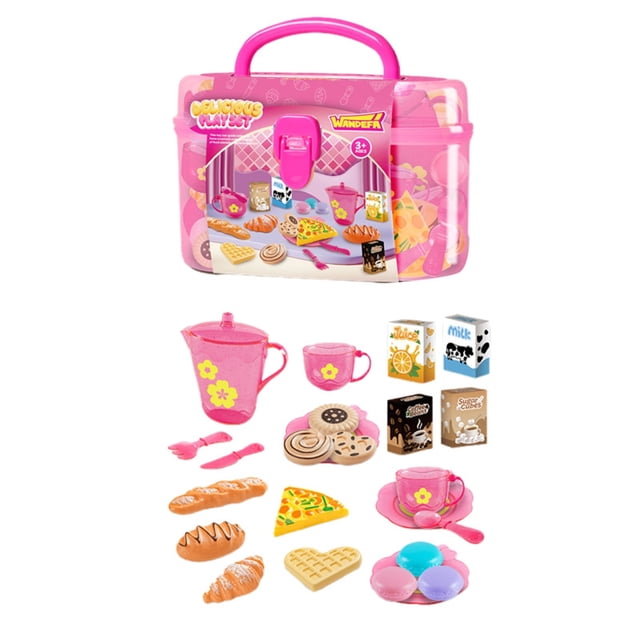 Huanglei Interactive Toys For Girls Pretend Play Afternoon Tea Set With Accessories Non Battery Plastic Dinnerware For Imaginative Play Perfect For Ages 3 And Up Indoor
