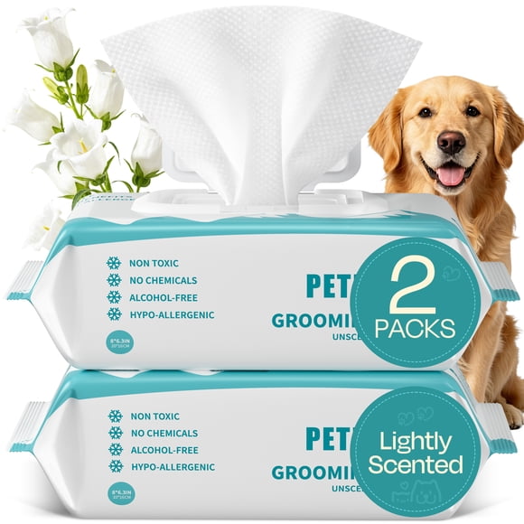 PETRIBE Large Pet Wipes For Dogs, Unscent, Cleaning and Hydrating, Pet Wipes for Paws, Body & Butt, 200 Count