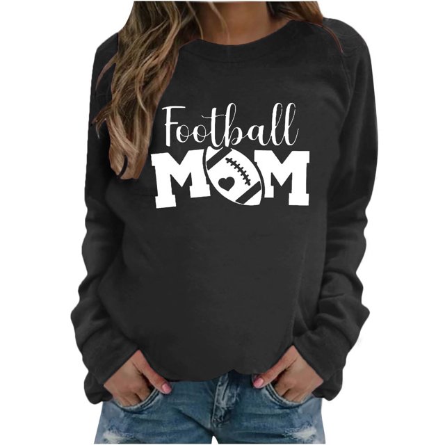 Pisexur Chandails en Molleton pour Femmes Imprimé Graphique Lettre Chandails en Molleton de Football pour Femmes Chandails en Molleton d'Automne Décontractés Col Rond Chandails en Molleton Manches Longues pour Femmes Blouses Coupe Ample Pull Tops