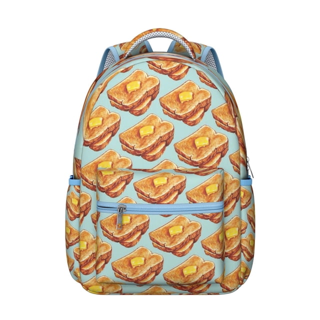 Burger Foodie Students Backpack American Food Sandwich School Bag with Breakfast Fast Food Pattern, Comfortable and Adjustable Strap for Students