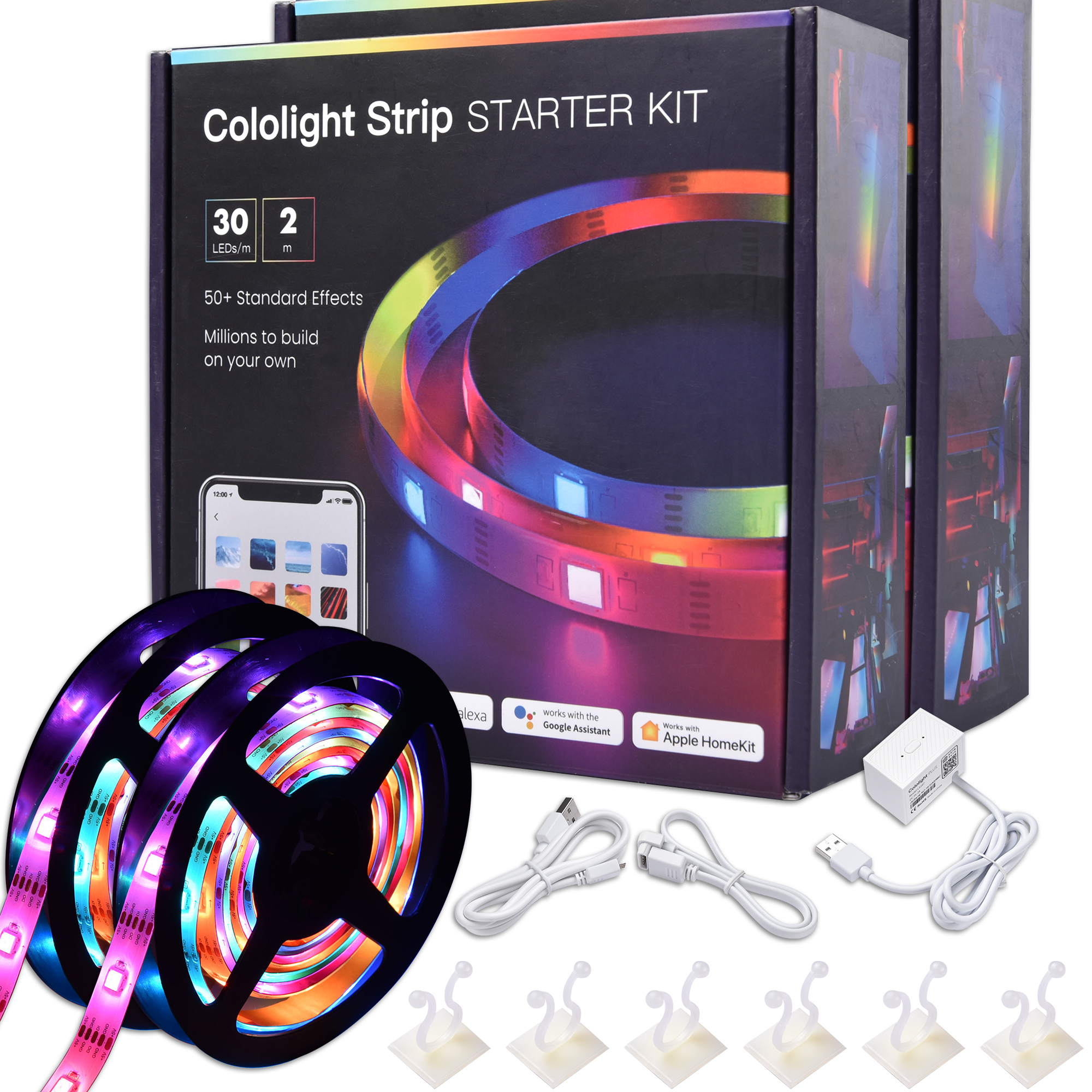 Yescom Kit de Bande Lumineuse DEL Changeant de Couleur Voix Musique Interaction Wi-Fi Contrôle par Application 13 Pi