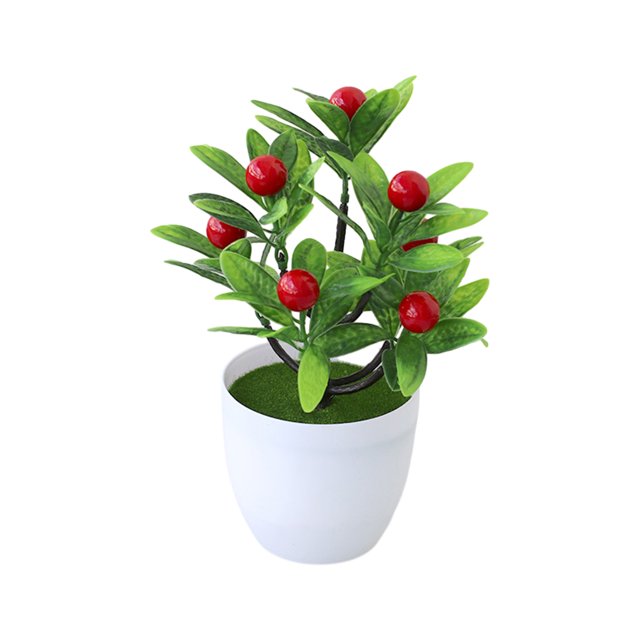 Ruiboury Add Touch Of Green To Living Space Artificial Plant Collection Home Decor Plastic Artificial Potted Plants False Plant Big Red Fruit 2Set