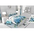 thumbnail image 3 of YST Girls Hydrangea Flower King Quilt Set Hummingbird Butterfly Bedspread Set,Blue Floral Coverlet Set Green Leaf Bedspreads & Coverlets Spring Blossoms Bedroom Decor,Lightweight 3 Piece, 3 of 4