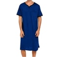 thumbnail image 1 of Chemise de Nuit Texturée en Coton pour Hommes, Robe de Nuit à Manches Courtes, Longue Robe, Blouse à Col en V, Haut de Pyjama, Coupe Ample et Décontractée, Confort, Chemise de Nuit Décontractée avec Poches, 1 of 5