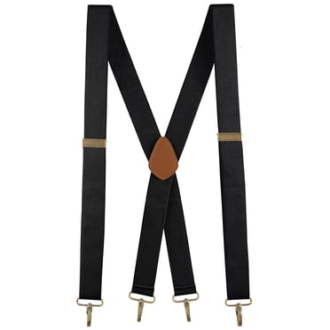 Buyless Fashion Suspenders for Men - 48" Adjustable Straps 1 1/4" - X Back with Metal Hooks