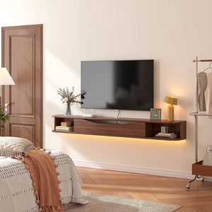 FloatiCasa 47" Floating TV Stand, Wall-Mounted Entertainment Center, for TVs up to 55"(Walnut)