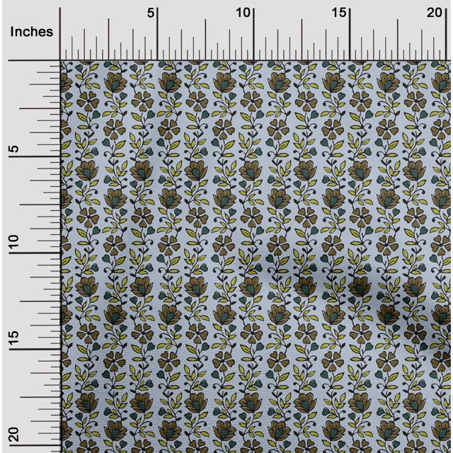 oneOone Cotton Silk Fabric Leaves & Floral Block Print Sewing Fabric BTY 42 Inch Wide