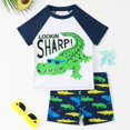 thumbnail image 2 of Akiihool Football Swim Trunks Boys Boys 2 Pieces Rash Guard Sun Protection Long Sleeve Kid Swimsuits Quick Dry Swim Shirt Trunks for Boys (White,5-6 Years), 2 of 4
