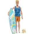 thumbnail image 1 of Barbie –Plage –Ken –Poupée blonde articulée, planche de surf, chiot, 1 of 6