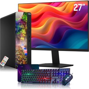 AXOII RGB Bureau PC ~ 27" Moniteur de pouce ~ Intel Core i5 processeur jusqu'à 4,0GHz 16GB DDR4 RAM 256GB SSD WiFi Windows Bluetooth 11 Pro Rénovés