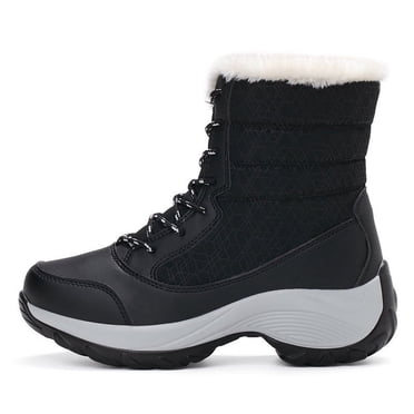 LSLJS Womens Snow Boots Warm Thick-Soled Winter Boots Anti Slip Ankle Boots Mid Calf Snowboots High-Top Plus Velvet Warm Cotton Shoes Outdoor Walking Shoes for Women Ladies Girls
