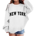thumbnail image 1 of MIASHUI Chandail en Molleton pour Filles Hauts Imprimés Lettres Pull Col Rond, Blanc, 5-6 Ans, 1 of 5