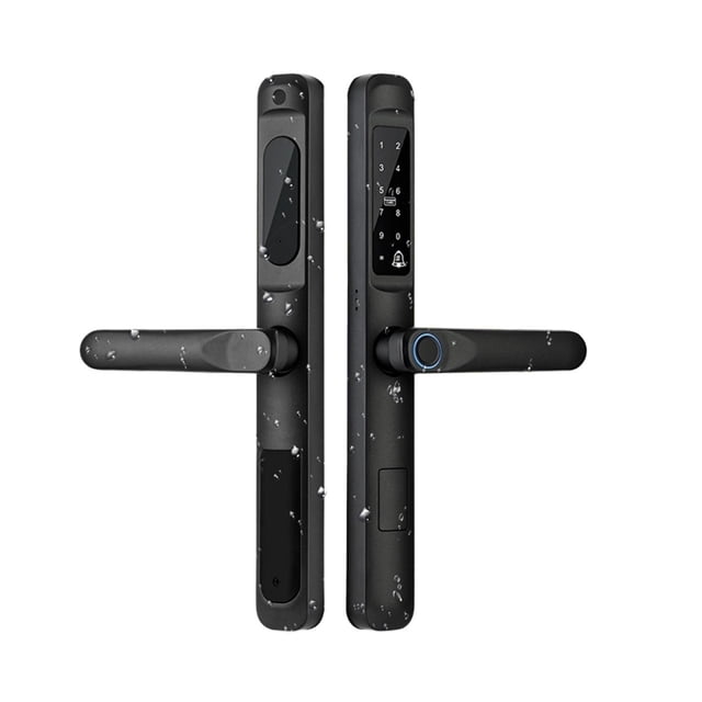 Door Lock, Tuya App Waterproof Smart Door Lock Aluminum Sliding Biometric lock fingerprint door handle Digital Keyless Glass lock ,Easy to Install