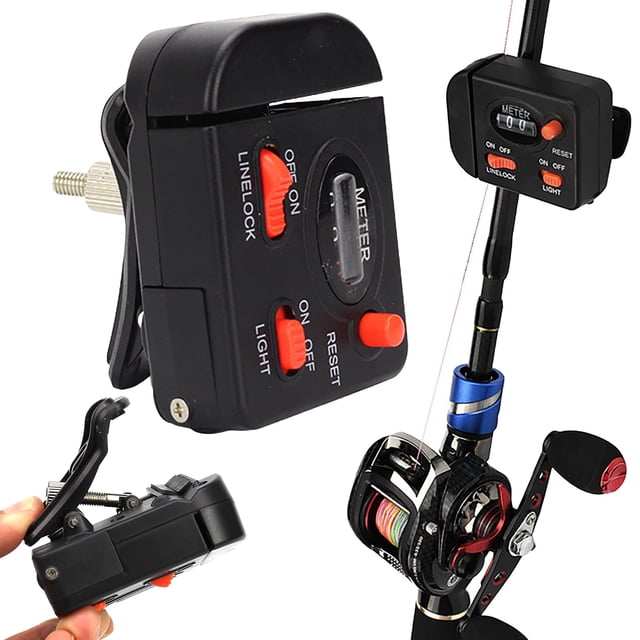 Digital Display Fishing Line Length Counter Fishing Line Depth Finder With Light Clip On Rod Fishing Tackle Tool
