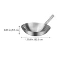 thumbnail image 2 of PENGXIANG 1pc Stainless Steel Single Handle Wok Practical Wok Kitchen Utensil (Silver), 2 of 6