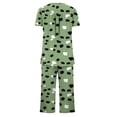thumbnail image 4 of FAFWYP Ensembles de Pyjama 2 Pcs pour Femmes, Ensembles de Pyjama à Imprimé Floral, Tenue de Nuit Douce, Hauts à Manches Courtes à Col Ras du Cou et Pantalons Capri, Ensembles de Détente, P-3TG, 4 of 5