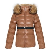 UPPADA Women's Plus Size Winter Coats Solid Puffer Jackets Waterproof Warm Parka Coat Hooded Puffer Parka Jackets Snow Jacket with Pockets Coffee,xl Winter Puffer Coat for Women
