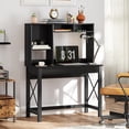 thumbnail image 2 of HOMCOM Bureau d'Ordinateur avec Rangement, Table d'Étude avec Huche, Étagères, Noir, 2 of 10