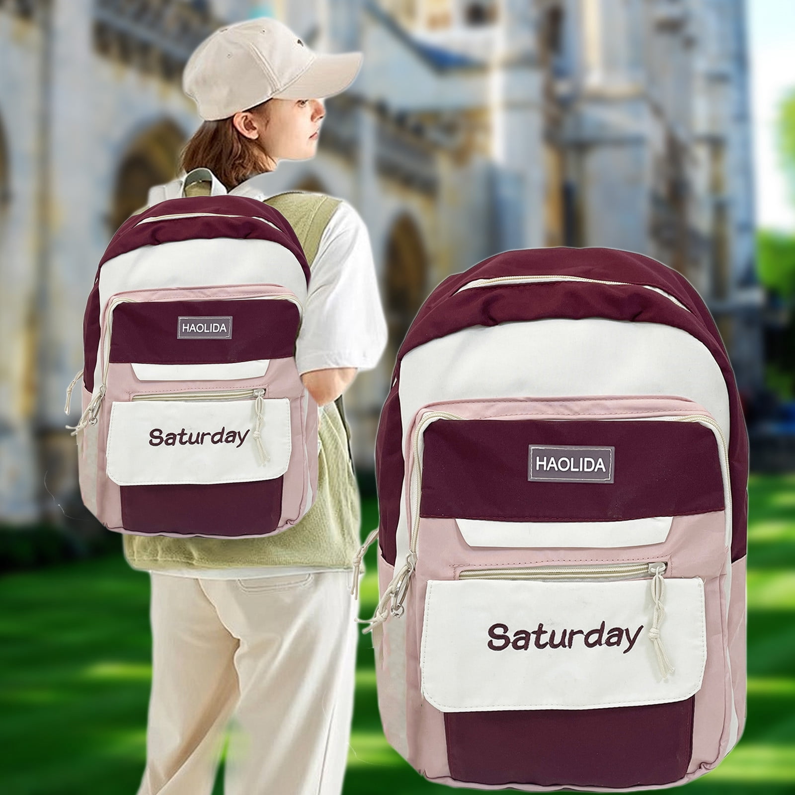 School Backpack Bookbag Backpacks for School Backpack for Teens College Backpack Elementary Middle High School Bag Large Cute Bookbags Color Blocking Sports Backpack Waterproof Casual Computer Bag