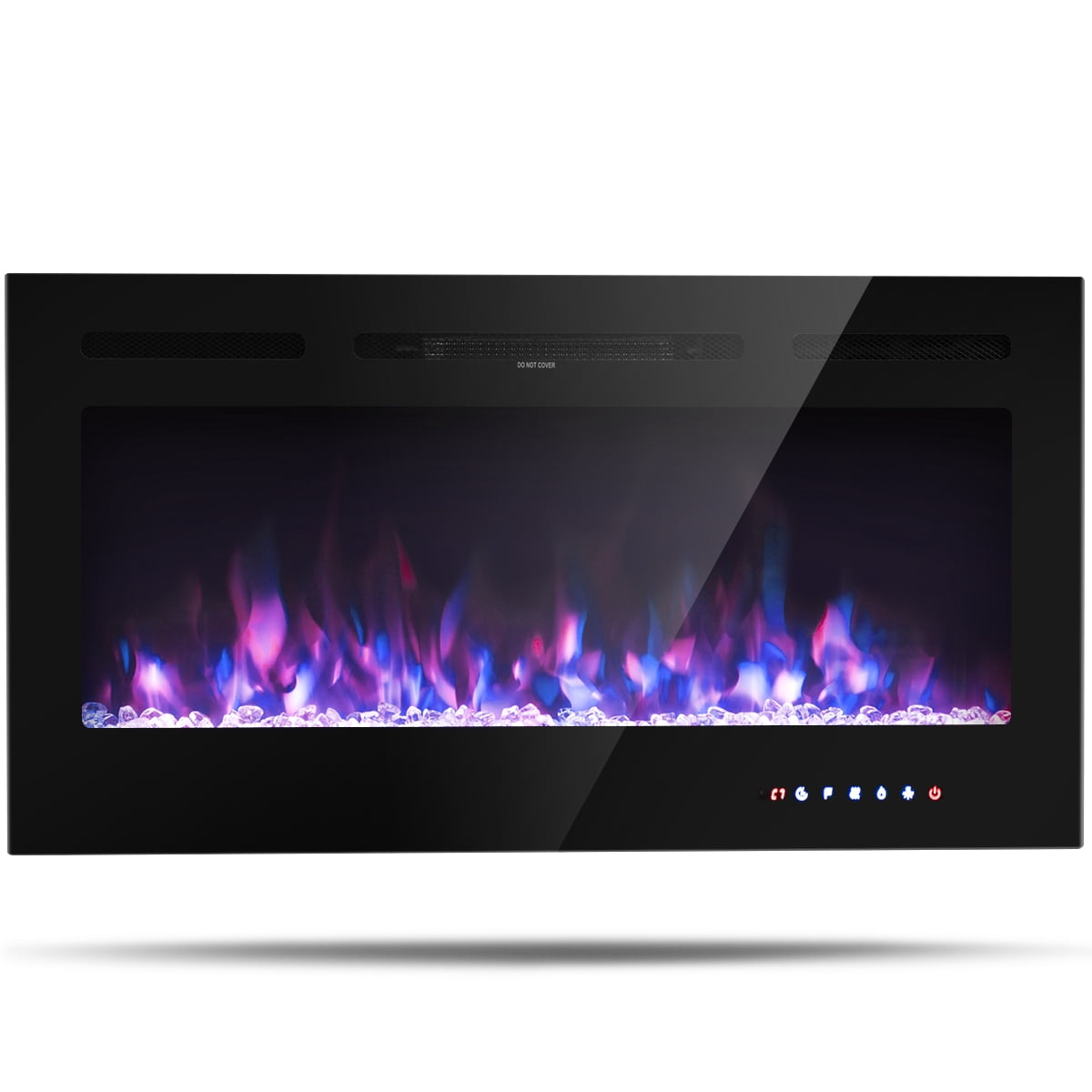 Patiojoy 40" Recessed Electric Fireplace Wall Mounted Heater w/Remote Control 750W/1500W mode Adjustable Flame