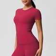 thumbnail image 4 of Yuyuzo Womens Workout Tops Short Sleeve Yoga Running Cropped Basic Tees Crewneck Athletic Tight T Shirts, 4 of 6