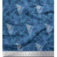thumbnail image 1 of Soimoi Blue Poly Georgette Fabric Facets Triangle Geometric Fabric Prints by Yard 52 Inch Wide, 1 of 3