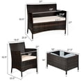 thumbnail image 3 of Costway 4PCS Patio Wicker Furniture Set Sofa Chair with Brown & Grey Cushion Covers Garden, 3 of 10