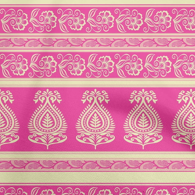 oneOone Rayon Fuschia Pink Fabric Asian Block Sewing Craft Projects Fabric Prints By Yard 56 Inch Wide