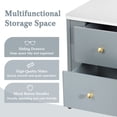 thumbnail image 4 of Cobear Modern Nightstand with 2 Storage Drawer Fluted Bedside Table Golden Metal Handles and Legs End Table for Living Room Bedroom Easy Assembly Blue, 4 of 15
