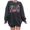 thumbnail image 2 of 2023 Chandail en Molleton Oversize pour Femmes Imprimé Ample Col Rond Manches Longues Polaire Chandail Ample Tops pour Femmes, 2 of 8