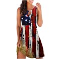 thumbnail image 2 of Dvkptbk Robes Drapeau Américain pour Femmes Été Plage Sans Manches Robe d'Été Évasée Décontractée Ample Robe T-Shirt - Soldes d'Été Liquidation, 2 of 5