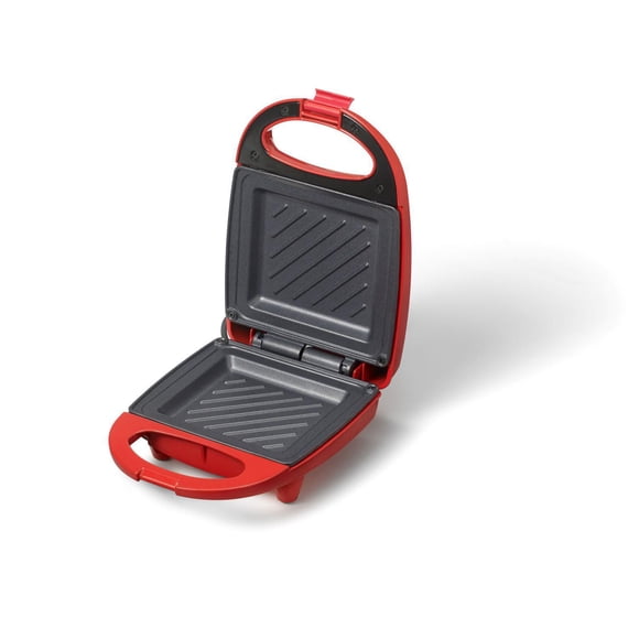Ricardo Mini Sandwich Maker, Quick Hot Sandwiches in Minutes, Non-Stick Plates, Even Top & Bottom Heating, Preheat Light, Cord Storage, Locking Latch, Red