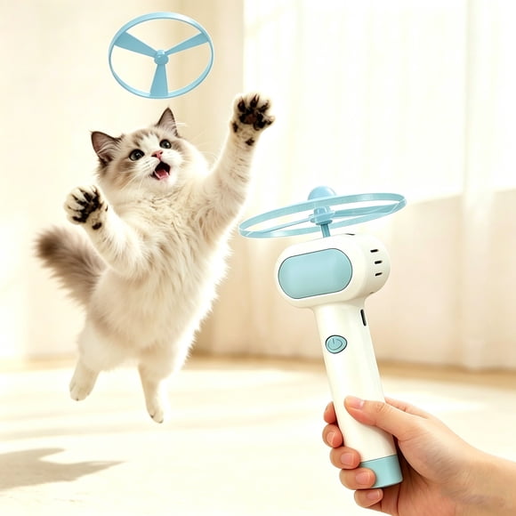 Flying UFO Cat Toy, USB Rechargeable Interactive Flying Disc Toy, LED Automatic Launch Cat Toy, Indoor Outdoor Chase Exercise Toy, Hunting Training Toy, Active Cat Enrichment