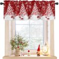 thumbnail image 1 of Cantonnières de Noël Rouges pour Fenêtres de Cuisine, Sapin de Noël Blanc, Flocons de Neige, Boules Rouges, Embouts de Traitement de Fenêtre à Passe-Tringle pour Cuisine/salon/chambre/salle de Bain, 54 Pouces X 18 Pouces, Hiver, 1 of 1