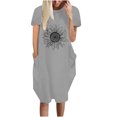 thumbnail image 2 of Robes d'Été Grande Taille pour Femmes 2024 Robe Décontractée Ample à Imprimé Tournesol Robe à Manches Courtes à Col en V Économisez jusqu'à 65 % de Rabais!, 2 of 5