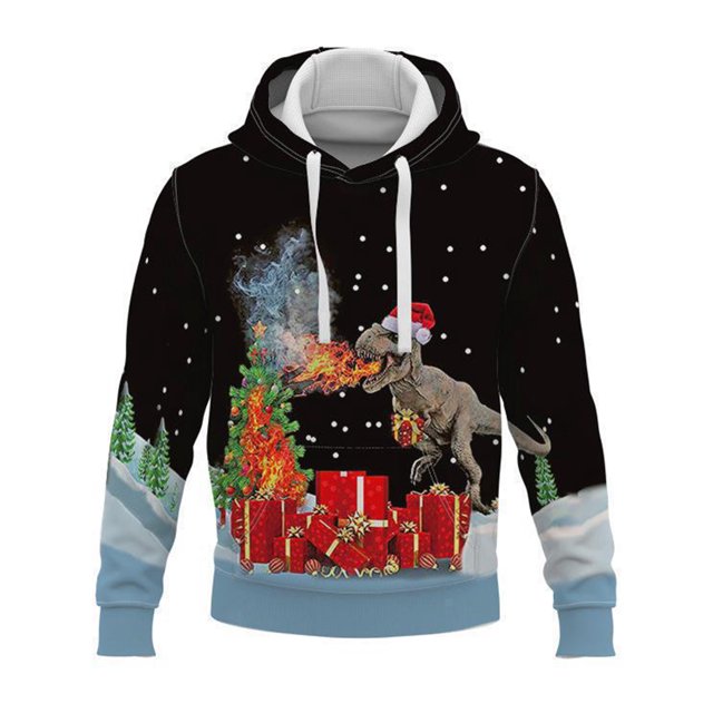 Innerwin Sweatshirt Drawstring Men Christmas Hoodies Sport Long Sleeve Regular Fit Xmas Hooded Tops Style I L