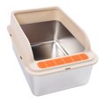 thumbnail image 1 of Stainless Steel Cat Litter Tray, Top Entry Metal Litter Pan with Leakproof Mat Kitty Litter Box Anti Splashing for Multiple Cats, 1 of 7