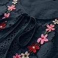 thumbnail image 5 of AherBiu Hauts d'Été pour Femmes Décontractés Manches 3/4 Coton Lin Blouses Amples Dentelle Ajourée Boho Fluides, 5 of 5