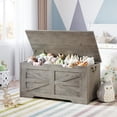 thumbnail image 2 of BeesClover Storage Chest, Storage Bench with Safety Hinge, Wooden Storage Trunk, Flip Top Blanket Storage Chest Trunks, Bench Storage for Entryway, Living Room, Bedroom, 2 of 10