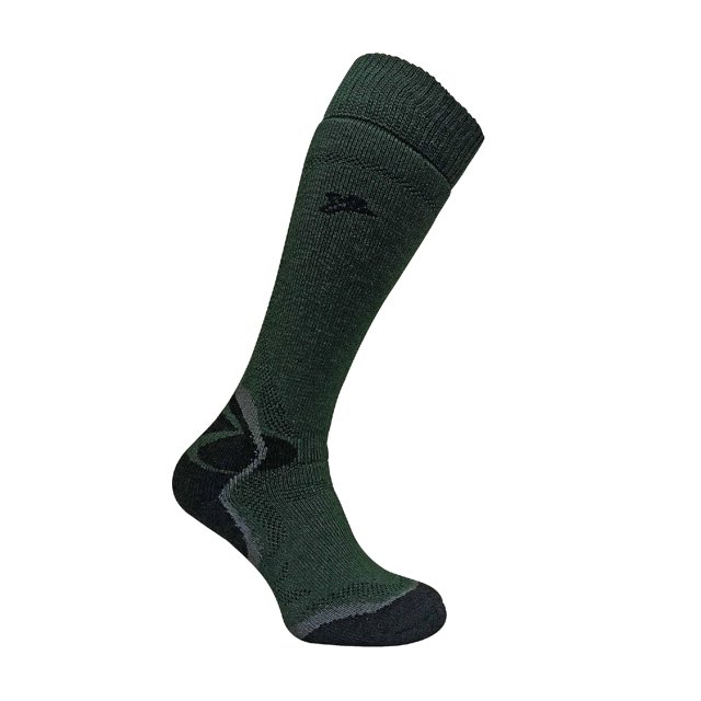 Dr Hunter - Mens Merino Wool Long Knee High Padded Heel Green Socks