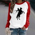 thumbnail image 2 of CEHVOM Mode Femmes Décontracté Imprimé Col Rond Manches Longues T-Shirt Ample Blouse Pull Tops Chandails en Molleton Sans Capuche Liquidation, 2 of 4