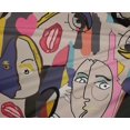 thumbnail image 5 of oneOone Polyester Spandex Dusty Gray Fabric Abstract Comic Face Sewing Material Print Fabric By The Yard 56 Inch Wide, 5 of 5