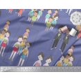 thumbnail image 2 of Soimoi Purple Poly Georgette Fabric Mirror Theme Human Figure Print Fabric by the Yard 42 Inch Wide, 2 of 5