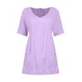 thumbnail image 4 of FcBaudy Robe à Manches Courtes à Col en V, Robes d'Été pour Femmes, Nouvelles Robes pour Femmes Robe à Manches Courtes à Col en V de Couleur Unie avec Poches Robe à Manches Courtes à Col en V Robe pour Femme, 4 of 7