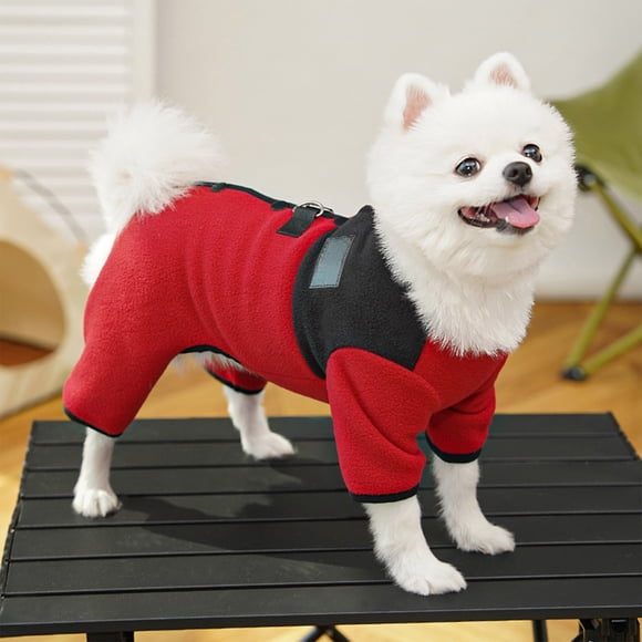 Seyotauo Dog Winter Coat Soft Fleece Pullover Pajamas, Dog Cold Weather Jacket, Warm Pullover Doggie Winter Thermal 4-Legged Onesie Jumpsuit,High Collar Snowsuit Sweater for Dogs