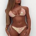 thumbnail image 3 of Women Sexy Sequins Triangle Bikini 2 Piece Halter Padded Swimsuit Summer Sparkling Bathing Suit, 3 of 6