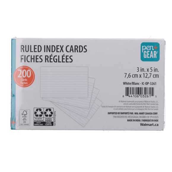 PG 3INX5IN RULED INDEX CARD WHITE 200 COUNT