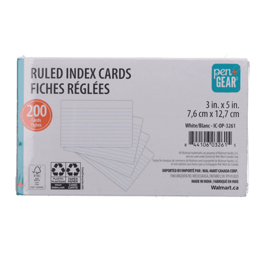 Fiches lignées blanches PG 3 po x 5 po, paquet de 200